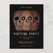 Schedel Grappige Bruin Gotische Verjaardag RIP naa Uitnodiging Briefkaart (Voorkant)