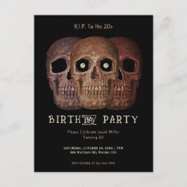 Schedel Grappige Bruin Gotische Verjaardag RIP naa Uitnodiging Briefkaart