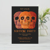 Schedel Grappige Oranje Gotische Verjaardag RIP Vo Kaart (Staand voorkant)