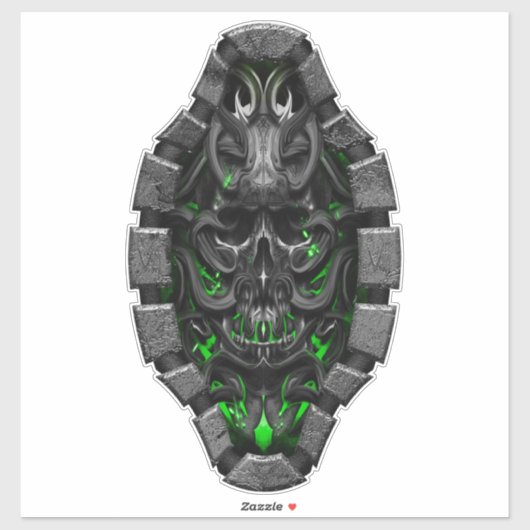 schedel Grenn bio spark Aangepast gesneden vinylSt Sticker (Vel)