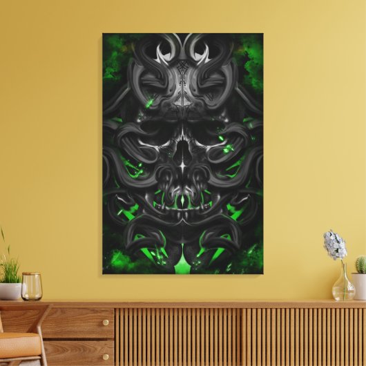 schedel Groene biovonk Canvas Afdruk (Insitu (Woonkamer))