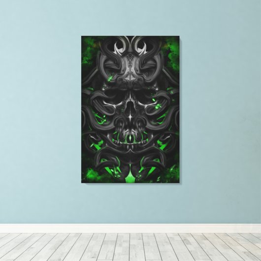 schedel Groene biovonk Canvas Afdruk (Insitu (Houten vloer))