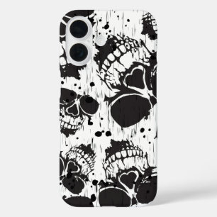 Schedel grunge naadloos zwart patroon iPhone 16 hoesje