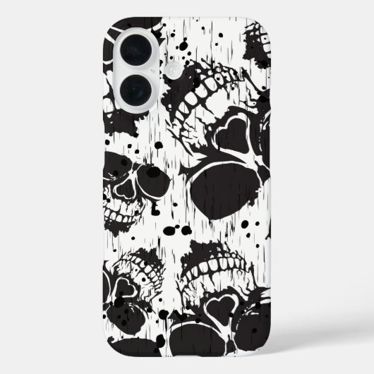 Schedel grunge naadloos zwart patroon Case-Mate iPhone case (Achterkant)