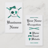 Schedel & Haaknaalden (Turkoois) Visitekaartje (Voorkant / Achterkant)