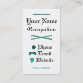 Schedel & Haaknaalden (Turkoois) Visitekaartje (Achterkant)