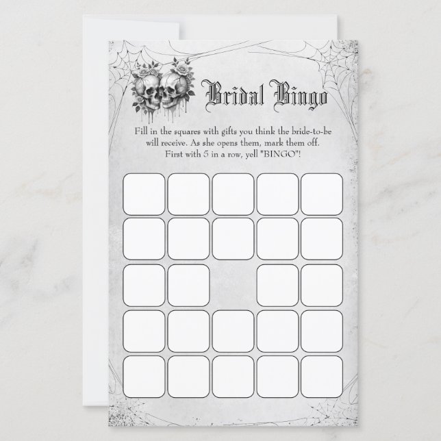 Schedel Halloween Bruiloftsfeest Bingo Spel (Voorkant)