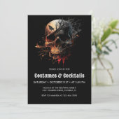 Schedel Halloween Cocktails & Kostuums Feest Kaart (Staand voorkant)