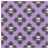 Schedel Halloween damast op paarse Stof (Swatch)