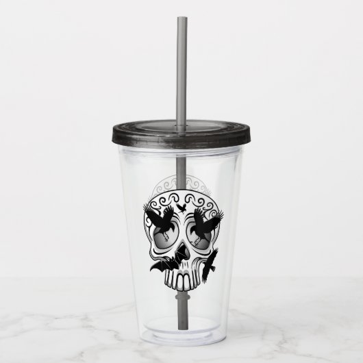 Schedel Halloween Decoratieve Calaveras Acryl Drinkbeker (Voorkant)
