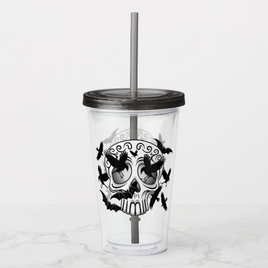 Schedel Halloween Decoratieve Calaveras Acryl Drinkbeker (Voorkant)