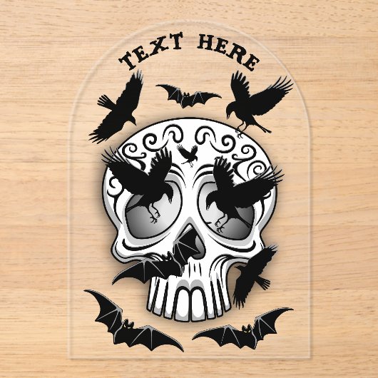 Schedel Halloween Decoratieve Calaveras Acryl Uitnodigingen (Voorkant)