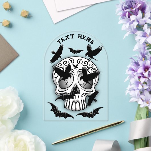 Schedel Halloween Decoratieve Calaveras Acryl Uitnodigingen (Insitu (Huwelijk))