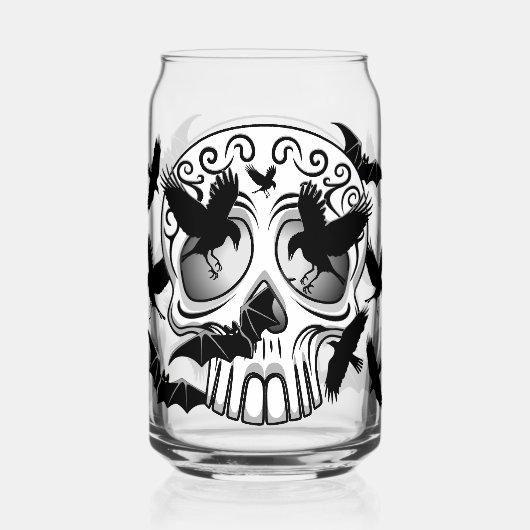 Schedel Halloween Decoratieve Calaveras Blikvorm Glas (Voorkant)