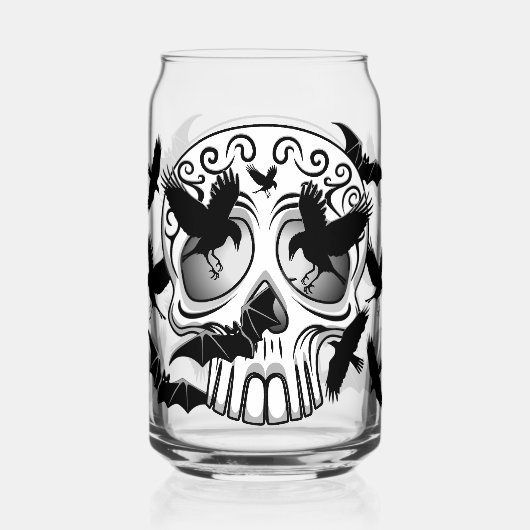Schedel Halloween Decoratieve Calaveras Blikvorm Glas (Achterkant)