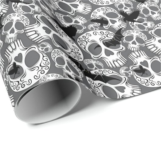 Schedel Halloween Decoratieve Calaveras Cadeaupapier (Rol Hoek)