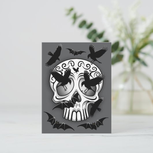 Schedel Halloween Decoratieve Calaveras Feestdagenkaart (Staand voorkant)