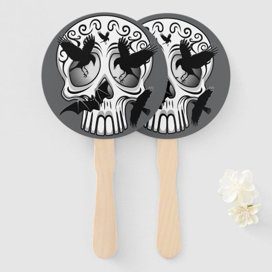 Schedel Halloween Decoratieve Calaveras Handwaaier (Voorkant en achterkant)