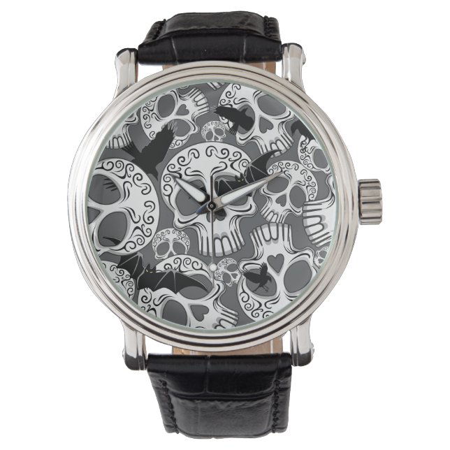 Schedel Halloween Decoratieve Calaveras Horloge (Voorkant)