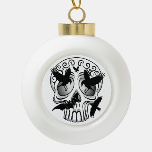 Schedel Halloween Decoratieve Calaveras Keramische Bal Ornament (Voorkant)