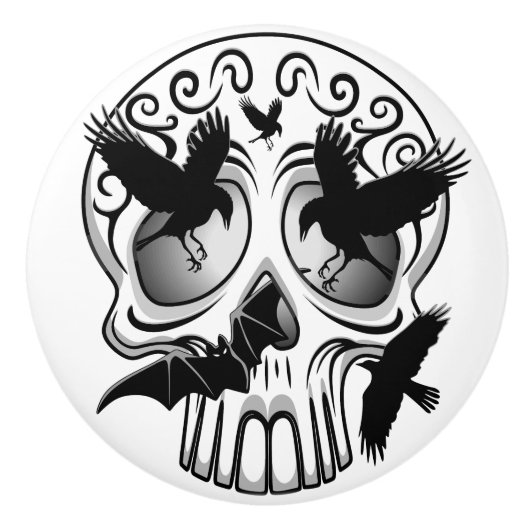 Schedel Halloween Decoratieve Calaveras Keramische Knop (Voorkant)