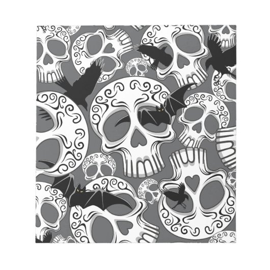 Schedel Halloween Decoratieve Calaveras Notitieblok (Voorkant)