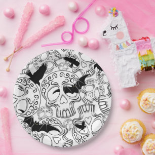 Schedel Halloween Decoratieve Calaveras Papieren Bordje