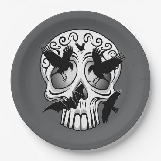 Schedel Halloween Decoratieve Calaveras Papieren Bordje (Voorkant)