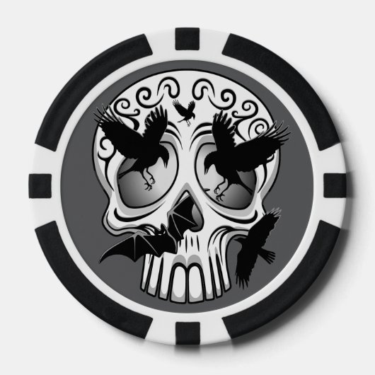 Schedel Halloween Decoratieve Calaveras Poker Chips (Voorkant)