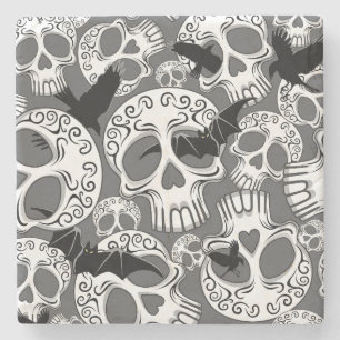 Schedel Halloween Decoratieve Calaveras Stenen Onderzetter