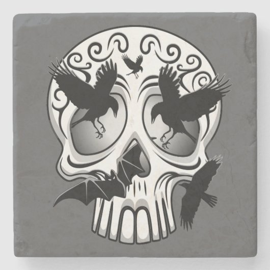 Schedel Halloween Decoratieve Calaveras Stenen Onderzetter (Voorkant)