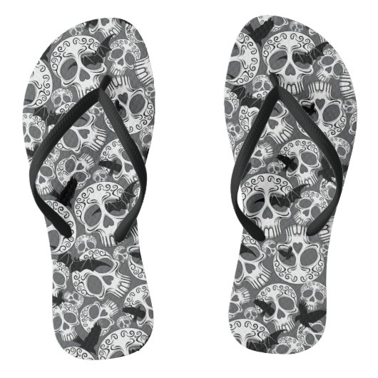Schedel Halloween Decoratieve Calaveras Teenslippers (Voetbed)