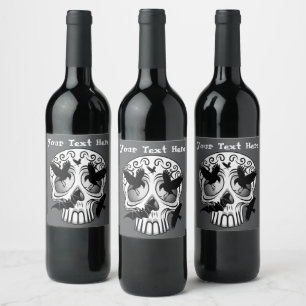 Schedel Halloween Decoratieve Calaveras Wijn Etiket