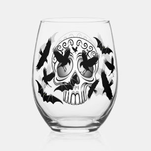 Schedel Halloween Decoratieve Calaveras Wijnglas Zonder Voet