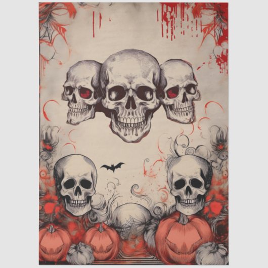  schedel Halloween Decoupage Tissue Paper Tissuepapier (Voorkant)