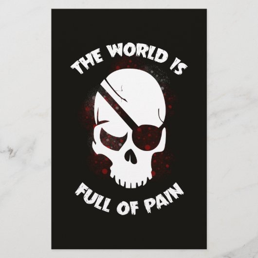 Schedel Halloween Donker Zwart Scary Briefpapier (Voorkant)