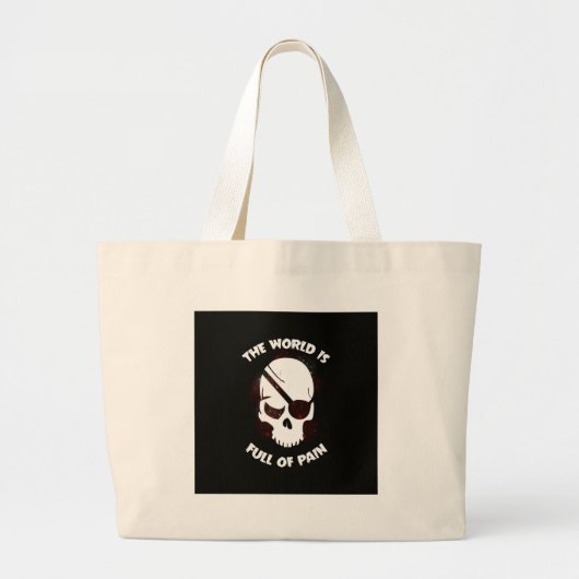 Schedel Halloween Donker Zwart Scary Grote Tote Bag (Voorkant)