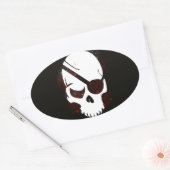 Schedel Halloween Donker Zwart Scary Ovale Sticker (Envelop)