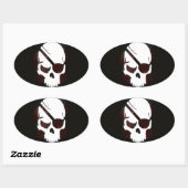 Schedel Halloween Donker Zwart Scary Ovale Sticker (Vel)