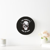 Schedel Halloween Donker Zwart Scary Ronde Klok (Huis)