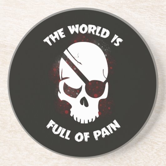 Schedel Halloween Donker Zwart Scary Zandsteen Onderzetter (Voorkant)