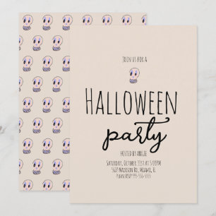 Schedel Halloween-feest Retro Doodle Kaart