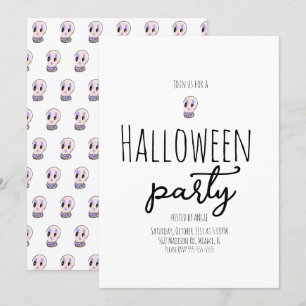 Schedel Halloween-feest Vintage Doodle Kaart