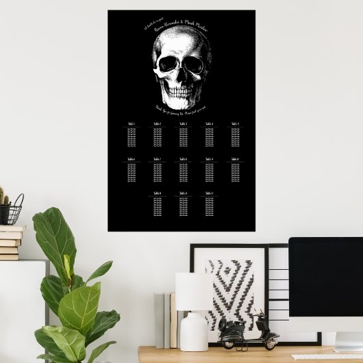 Schedel Halloween Gotische Bruiloft Zitkaarten Poster (Thuiskantoor)