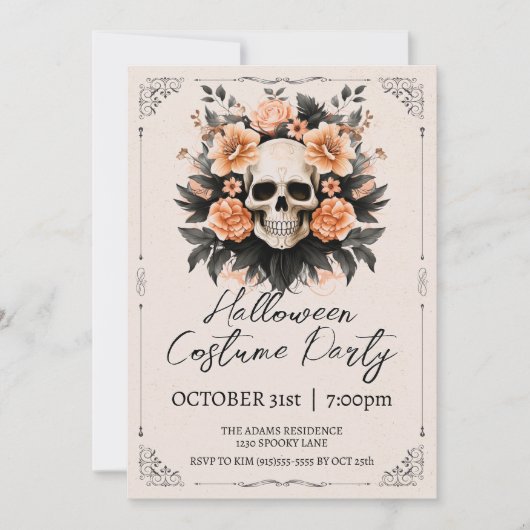  schedel Halloween Kaart (Voorkant)