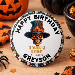 Schedel Halloween Kinderkostuumfeest – Schattig & Ronde Button 6,0 Cm
