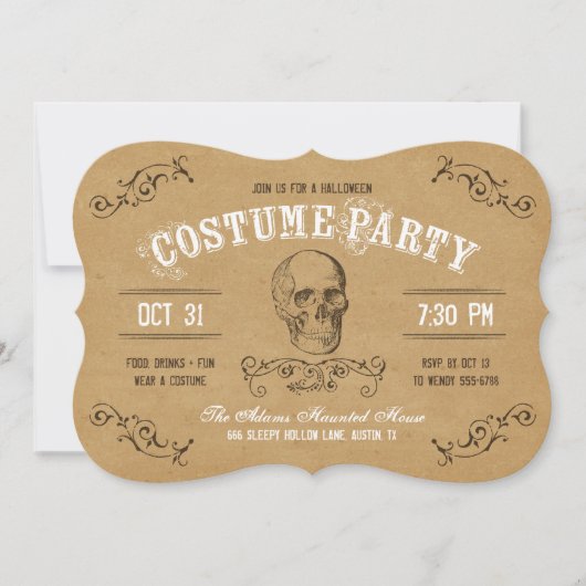  schedel Halloween Kostuum Party Kaart (Voorkant)