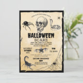 Schedel Halloween Party Skelet Creepy Scorpion Kaart (Staand voorkant)