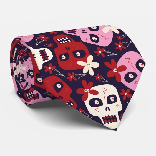 Schedel Halloween Stropdas (Opgerold)