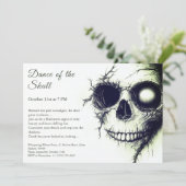 Schedel Halloween-uitnodiging – Donker & Griezelfe Kaart (Staand voorkant)